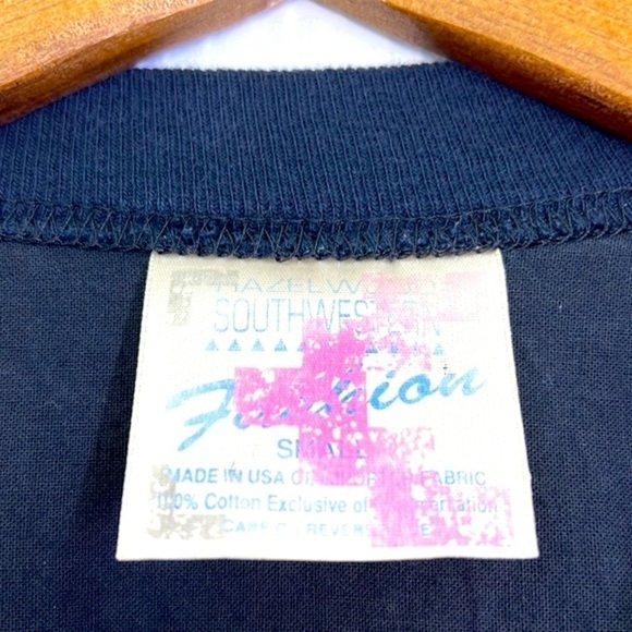 Hazelwood Southwest Fashion - Vintage 80s Black Aztec Fringe Sweatshirt Small - Picture 10 of 12